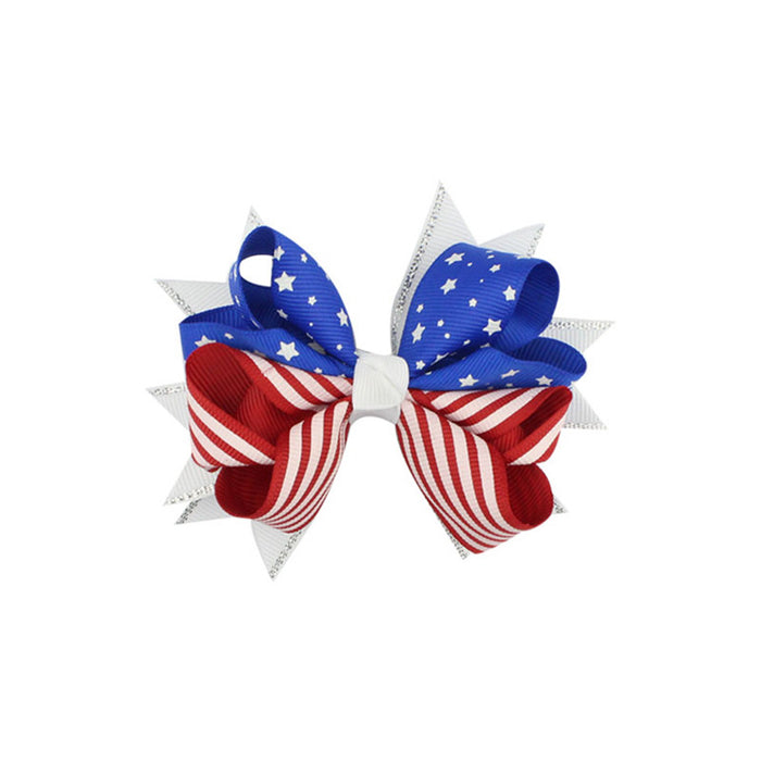 Wholesale 4th of July Independence Day Hot Sale Hair Accessories Kids Bow Hair Clips MOQ≥2  JDC-HC-HaoC003