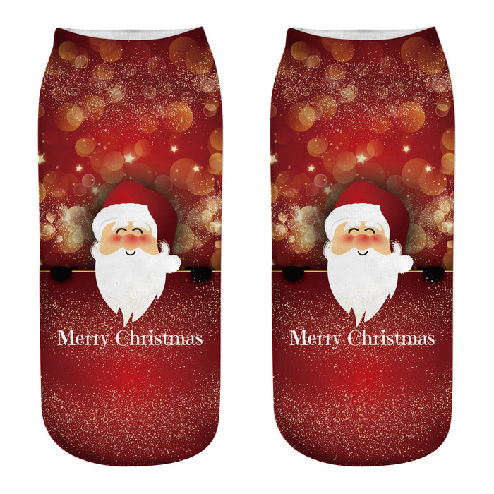 Wholesale Sock Polyester Christmas Cartoon Cute 3D Printing 3pcs JDC-SK-JunP001