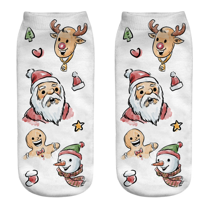 Wholesale Sock Polyester Christmas Cartoon Cute 3D Printing 3pcs JDC-SK-JunP001