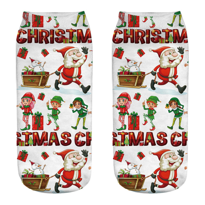 Wholesale Sock Polyester Christmas Cartoon Cute 3D Printing 3pcs JDC-SK-JunP001