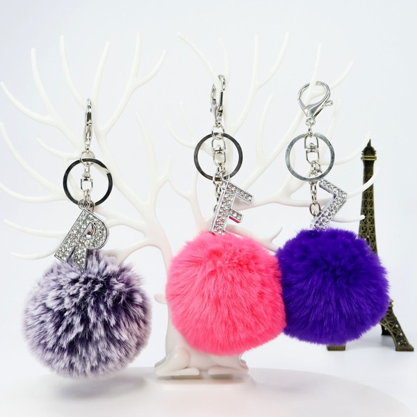 Jewelry WholesaleWholesale rex rabbit hair letter keychain MOQ≥10 JDC-KC-YZ002 Keychains 永泽 %variant_option1% %variant_option2% %variant_option3%  Factory Price JoyasDeChina Joyas De China