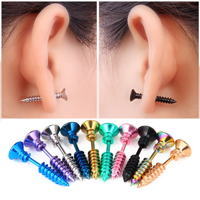 Jewelry WholesaleWholesale Titanium Steel Screws Single Stud Earrings JDC-ES-GSBSL030 Earrings 宝莎莉娜 %variant_option1% %variant_option2% %variant_option3%  Factory Price JoyasDeChina Joyas De China