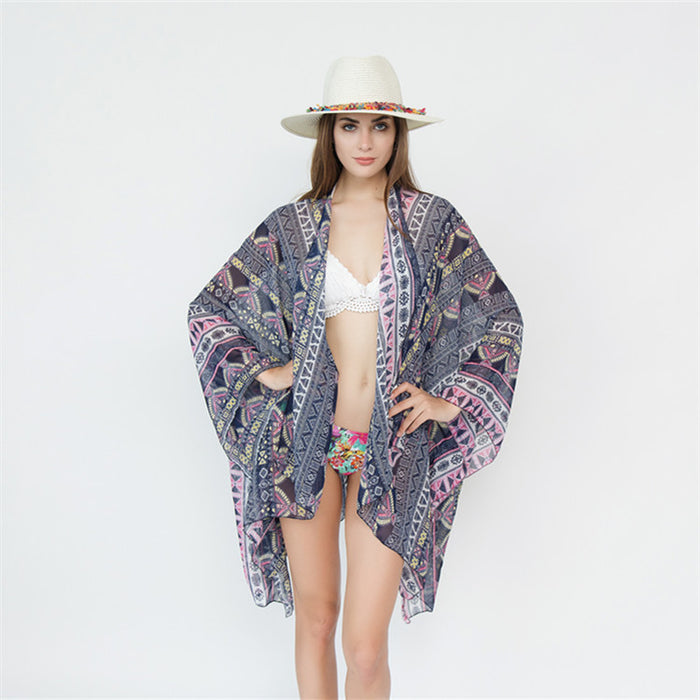 Wholesale Summer Mysterious Geometric Pattern Beach Vacation Bikini Sun Cover Up JDC-SW-duanr002