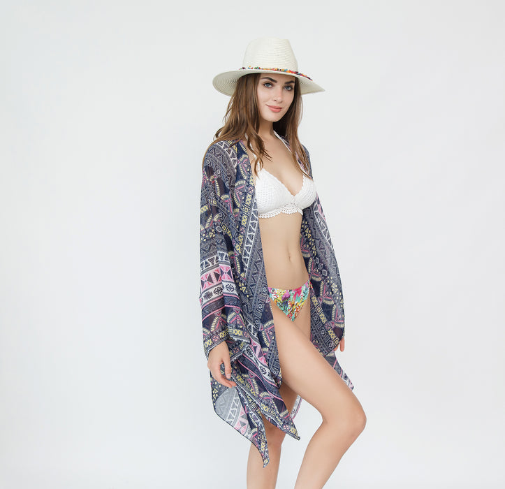 Wholesale Summer Mysterious Geometric Pattern Beach Vacation Bikini Sun Cover Up JDC-SW-duanr002