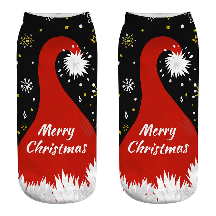 Wholesale Sock Polyester Christmas Cartoon Cute 3D Printing 3pcs JDC-SK-JunP001