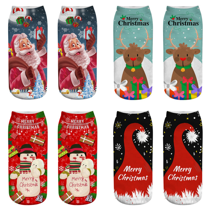 Wholesale Sock Polyester Christmas Cartoon Cute 3D Printing 3pcs JDC-SK-JunP001