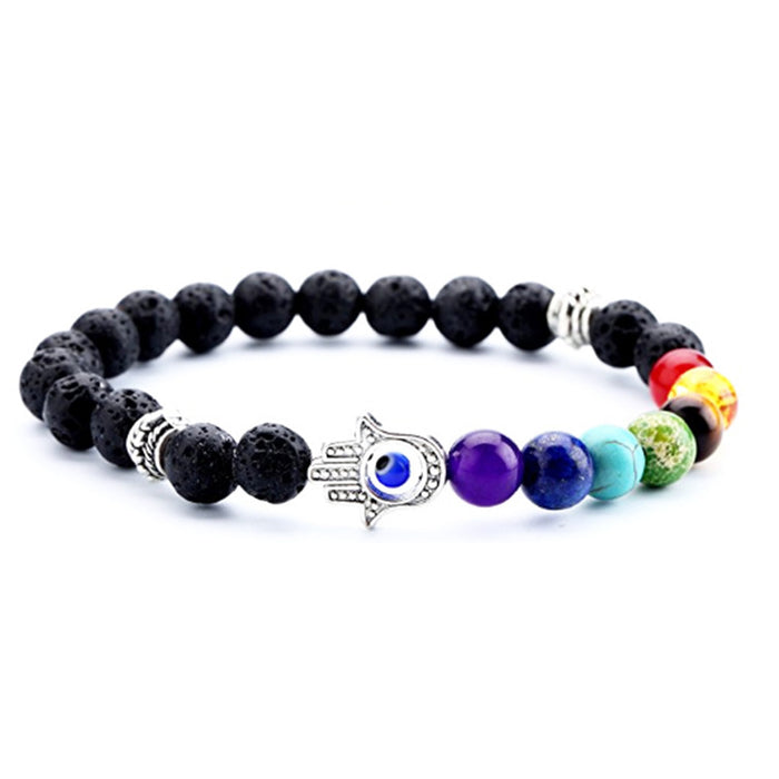 Wholesale 8mm Seven Vein Yoga Volcanic Rock Buddha Head Buddha bracelet MOQ≥3 JDC-BT-ManS001