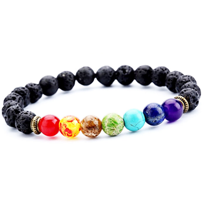 Wholesale 8mm Seven Vein Yoga Volcanic Rock Buddha Head Buddha bracelet MOQ≥3 JDC-BT-ManS001