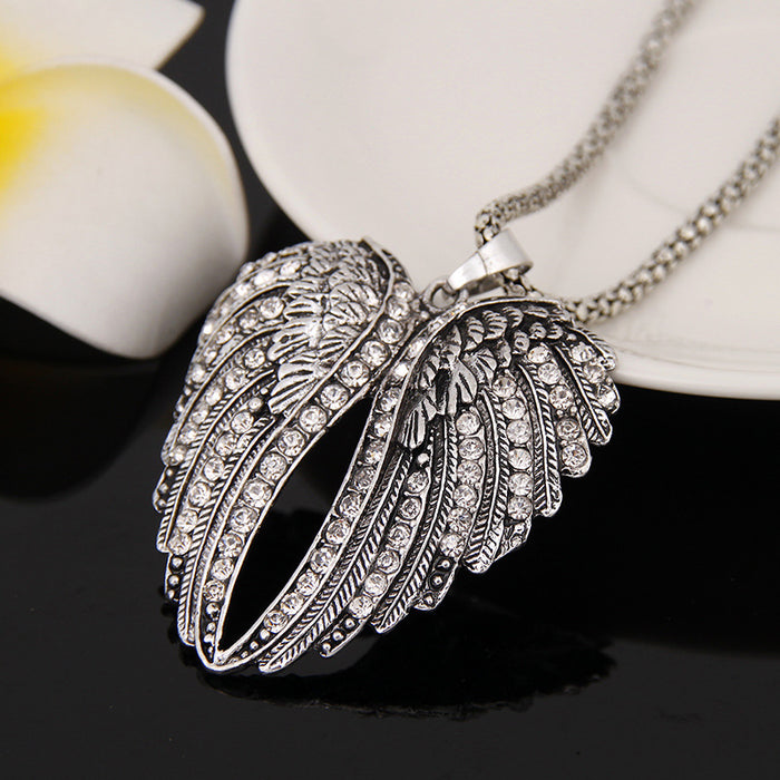 Wholesale Alloy Diamond Heart Wings Necklace MOQ≥3 JDC-NE-YouH014