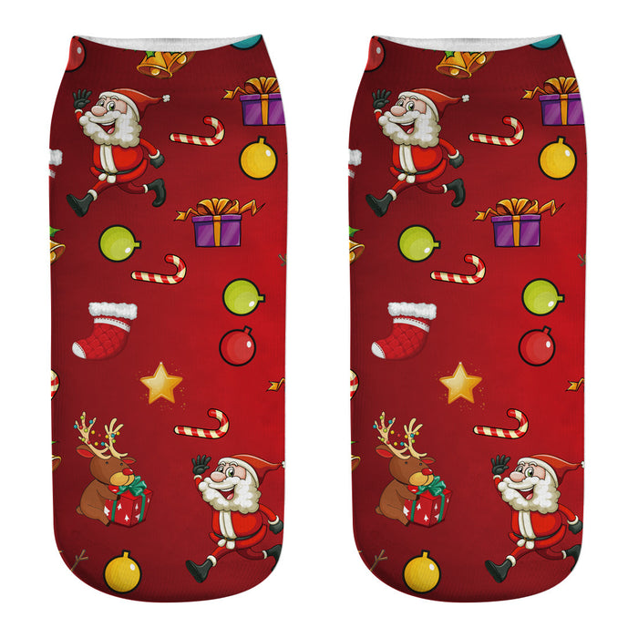 Wholesale Sock Polyester Christmas Cartoon Cute 3D Printing 3pcs JDC-SK-JunP001