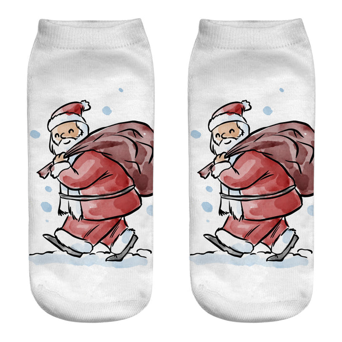 Wholesale Sock Polyester Christmas Cartoon Cute 3D Printing 3pcs JDC-SK-JunP001