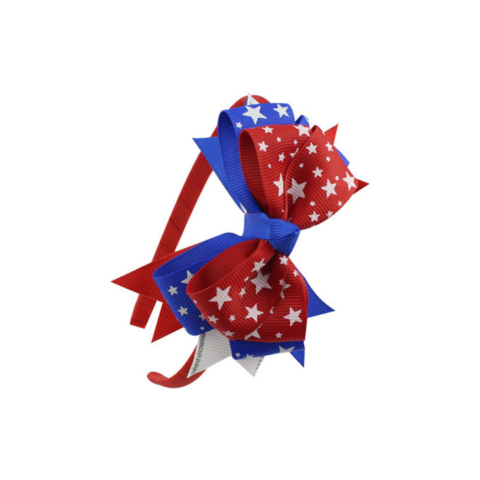 Wholesale 4th of July Independence Day Kids Headband Bows Plastic Headbands MOQ≥2 JDC-HD-HaoC001