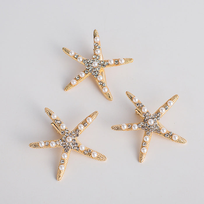 Wholesale Hair Clips Alloy Rhinestones Starfish Bridal Headwear JDC-HC-GSML001