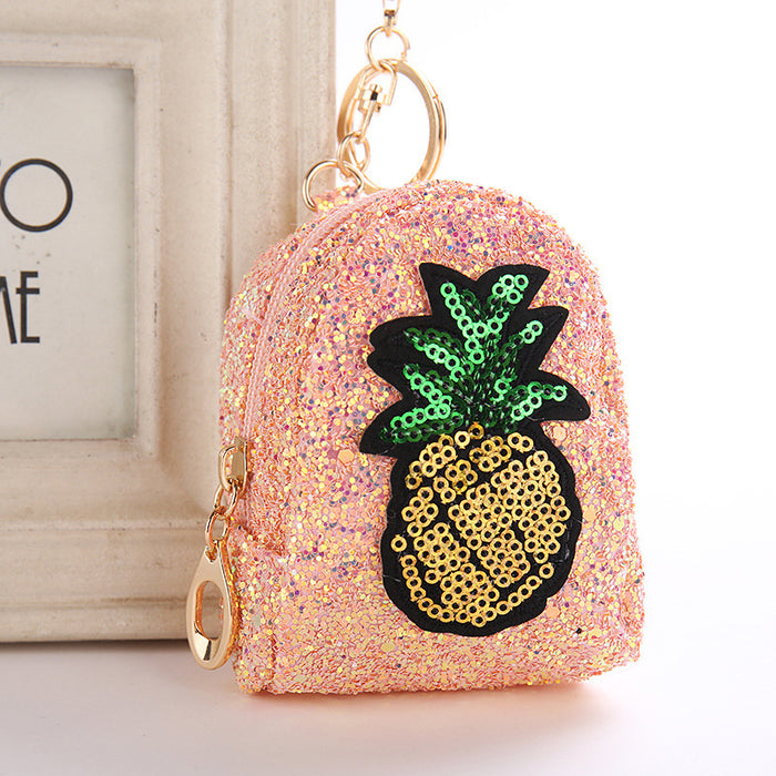 Jewelry WholesaleWholesale Pineapple Sequin Coin Purse Keychain JDC-KC-WuoD019 Keychains 沃铎 %variant_option1% %variant_option2% %variant_option3%  Factory Price JoyasDeChina Joyas De China