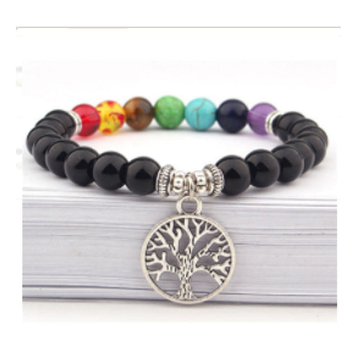 Wholesale 8mm Seven Vein Yoga Volcanic Rock Buddha Head Buddha bracelet MOQ≥3 JDC-BT-ManS001