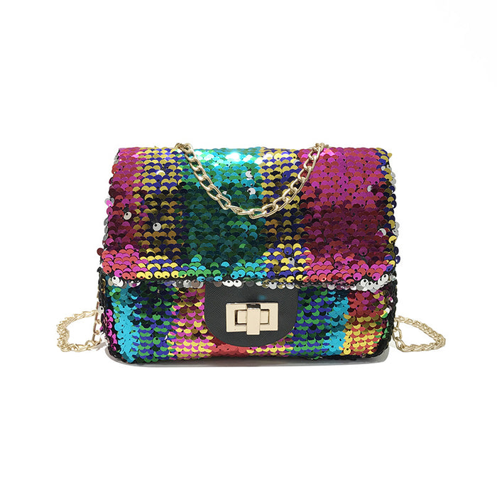 Wholesale Shoulder Bag PU Sequin Small Square Bag Handheld Diagonal Bag JDC-SD-Niou005