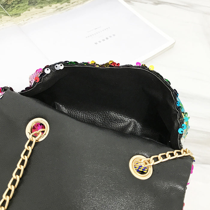 Wholesale Shoulder Bag PU Sequin Small Square Bag Handheld Diagonal Bag JDC-SD-Niou005