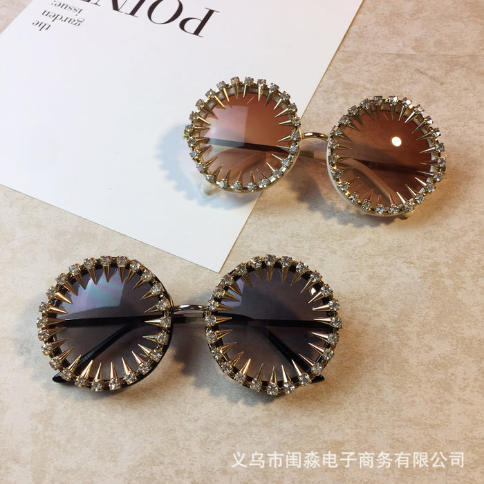 Jewelry WholesaleWholesale vintage round Harajuku wind rivet sunglasses JDC-SG-GuiM009 Sunglasses 闺淼 %variant_option1% %variant_option2% %variant_option3%  Factory Price JoyasDeChina Joyas De China