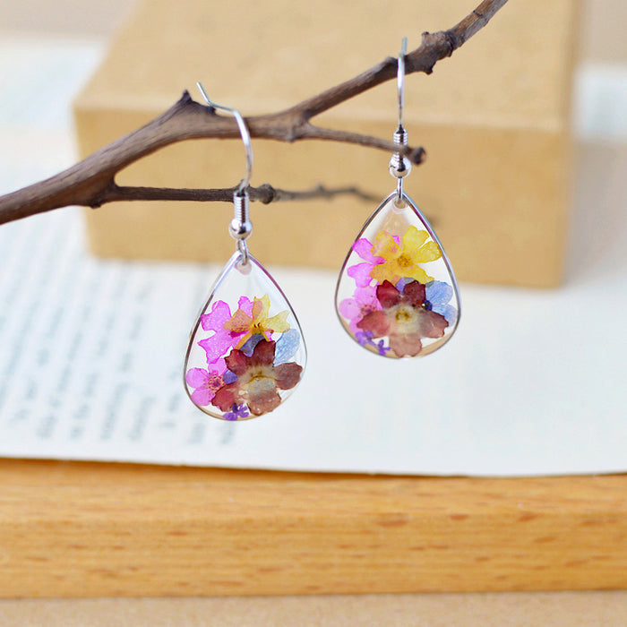 Wholesale Handmade Epoxy Dried Flower Preserved Flower Earrings JDC-ES-naiseng001