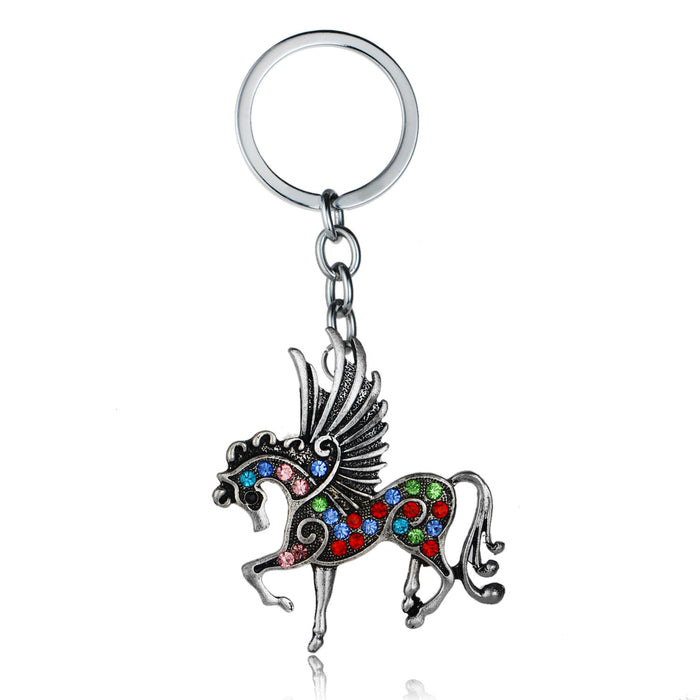 Wholesale Tianma Necklace Micro Encrusted Diamond Unicorn Keychain MOQ≥3 JDC-KC-RQin002