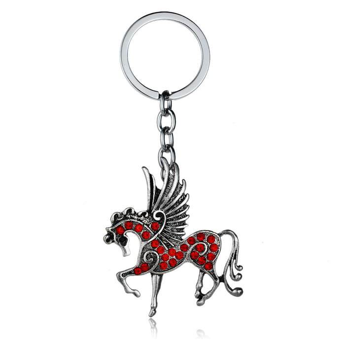 Wholesale Tianma Necklace Micro Encrusted Diamond Unicorn Keychain MOQ≥3 JDC-KC-RQin002