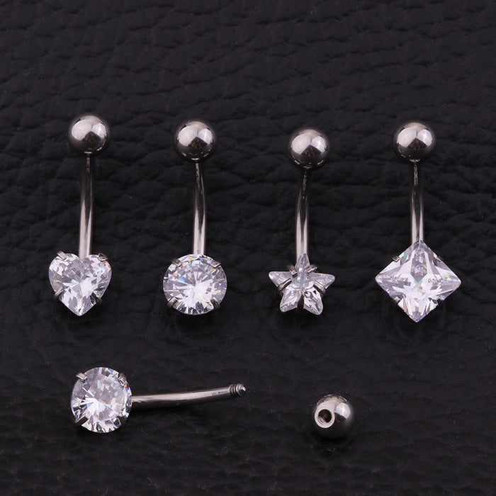 Jewelry WholesaleWholesale Heart Shaped Pentagram Zircon Stainless Steel Umbilical Nails MOQ≥2 JDC-UN-Henst005 Piercings 亨森 %variant_option1% %variant_option2% %variant_option3%  Factory Price JoyasDeChina Joyas De China