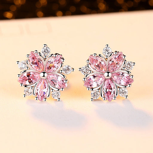 Jewelry WholesaleWholesale cherry blossom pink flower zirconia stud earrings JDC-ES-Mimeng038 Earrings 米萌 %variant_option1% %variant_option2% %variant_option3%  Factory Price JoyasDeChina Joyas De China