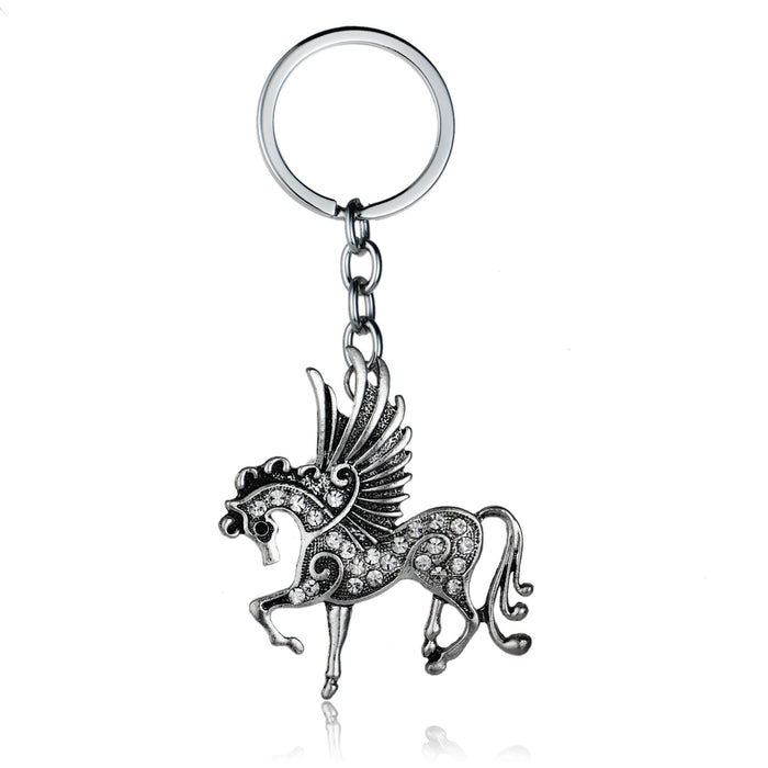 Wholesale Tianma Necklace Micro Encrusted Diamond Unicorn Keychain MOQ≥3 JDC-KC-RQin002