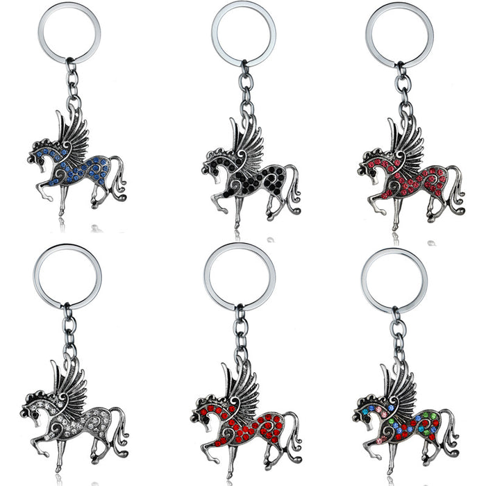 Wholesale Tianma Necklace Micro Encrusted Diamond Unicorn Keychain MOQ≥3 JDC-KC-RQin002