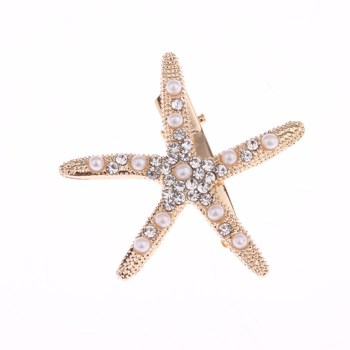 Wholesale Hair Clips Alloy Rhinestones Starfish Bridal Headwear JDC-HC-GSML001