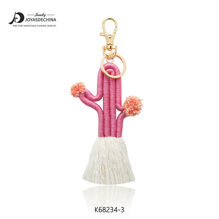 Wholesale hand woven Bohemian cactus keychain MOQ≥2 JDC-KC-JM008