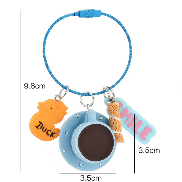 Wholesale Cute Coffee Cup Resin Keychain JDC-KC-WAN026