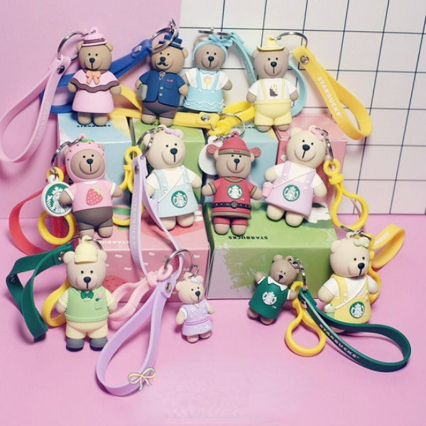 Wholesale Cartoon Coffee Bear Silicone Keychain MOQ≥2  (F) JDC-KC-ShuoK006