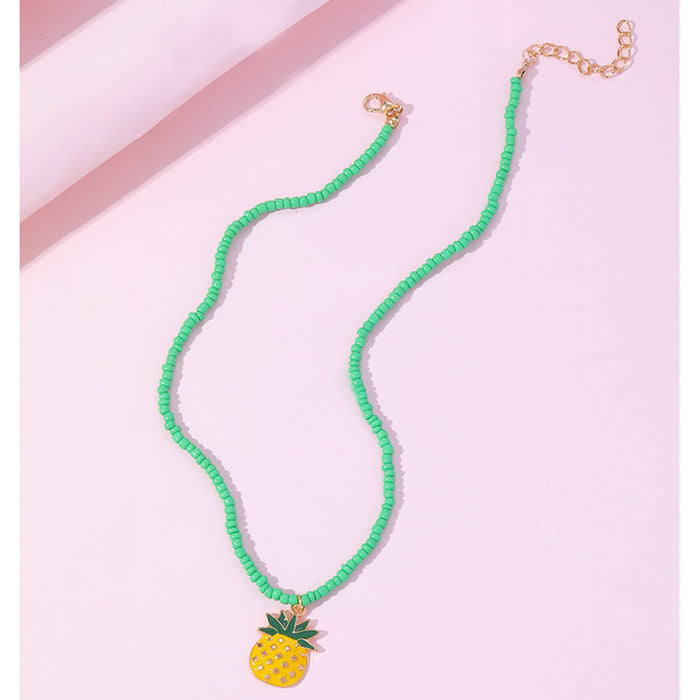 Wholesale Necklace Alloy Kids Cute Pineapple Beaded Necklace MOQ≥2 JDC-NE-ZJ042