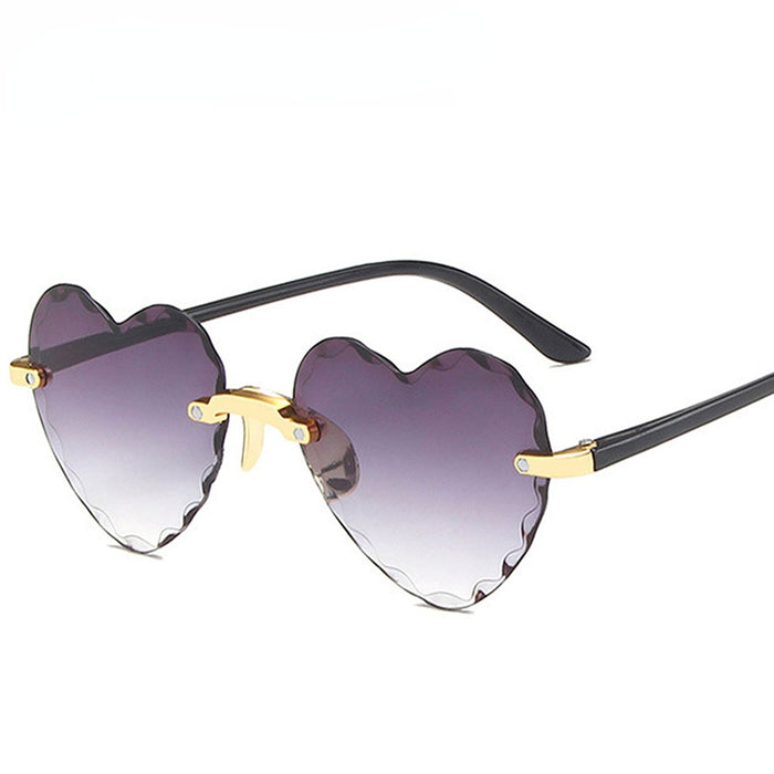 Wholesale PC Material Heart Sunglasses Frameless Gradient Sunglasses Women JDC-SG-AoMing003