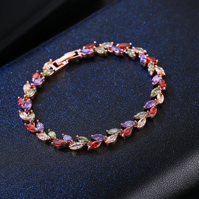 Wholesale Colorful Rainbow Colorful Zircon Rice Bracelet JDC-BT-DDD002