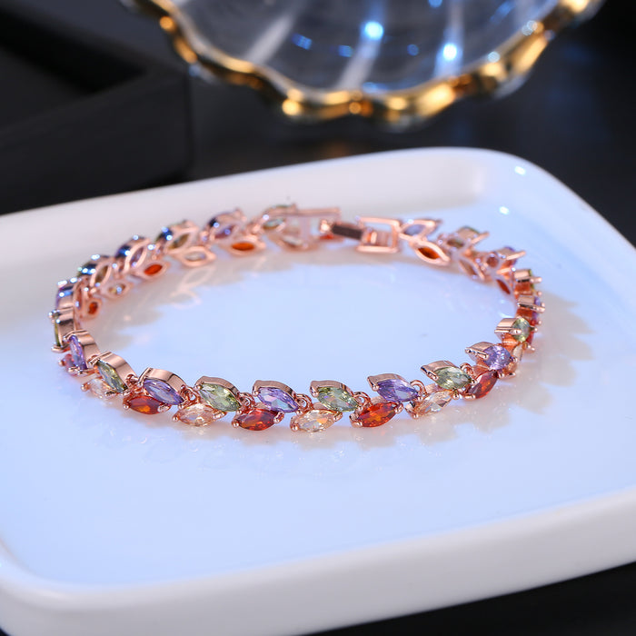 Wholesale Colorful Rainbow Colorful Zircon Rice Bracelet JDC-BT-DDD002