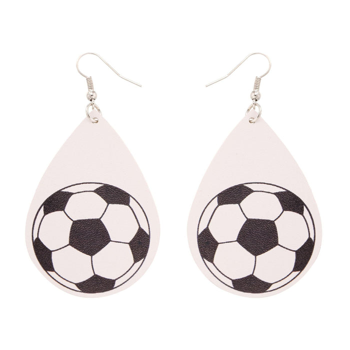 Wholesale Soccer Baseball Basketball Water Drop Leather Earrings MOQ≥2 JDC-ES-LK001