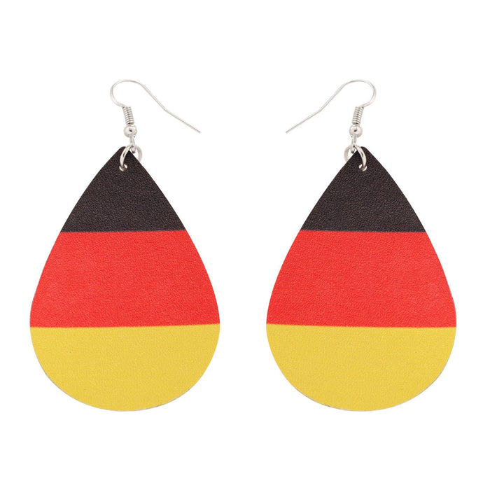 Wholesale Soccer Baseball Basketball Water Drop Leather Earrings MOQ≥2 JDC-ES-LK001