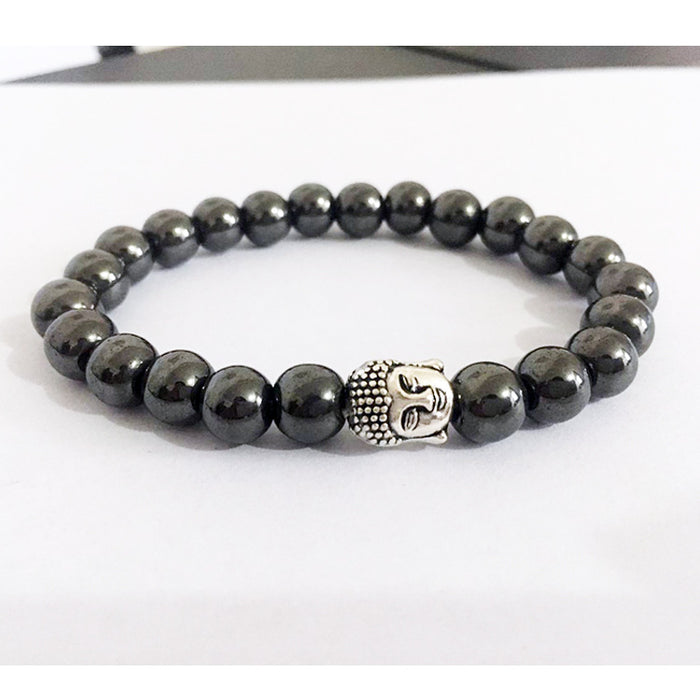 Wholesale alloy gold and silver Buddha head black gall magnet Buddha bracelet MOQ≥3 JDC-BT-ManS002