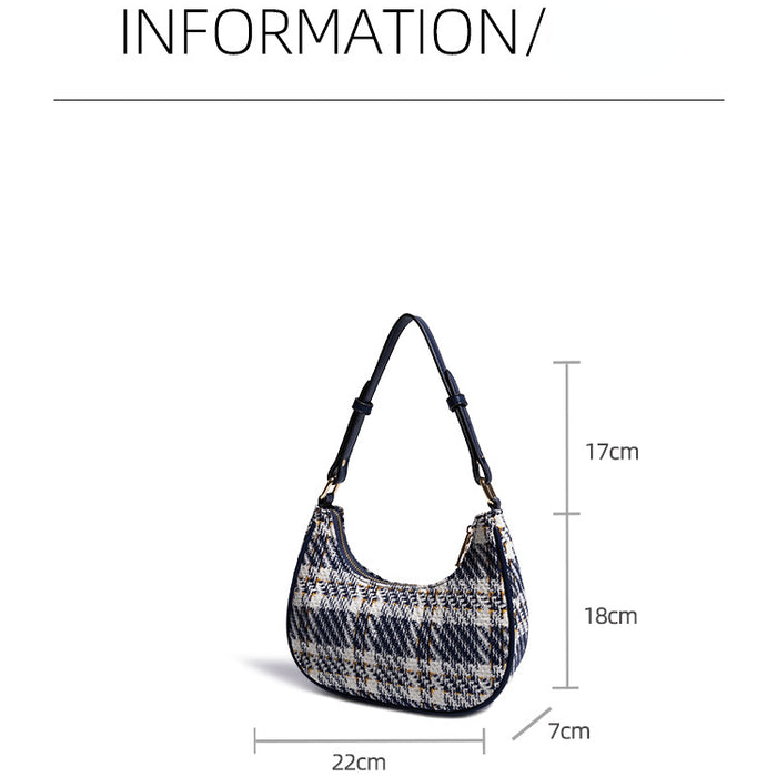 Wholesale Shoulder Bag Polyester Check Crescent Armpit JDC-SD-DRS004