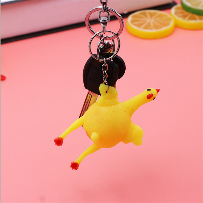 Wholesale cartoon egg laying chicken keychain pendant to decompress and vent JDC-KC-RJ002