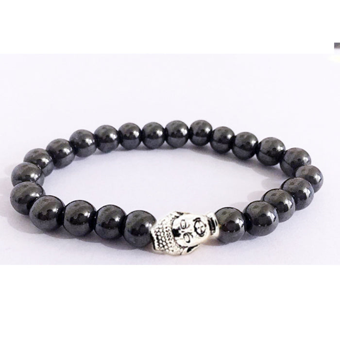 Wholesale alloy gold and silver Buddha head black gall magnet Buddha bracelet MOQ≥3 JDC-BT-ManS002