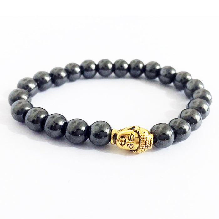 Wholesale alloy gold and silver Buddha head black gall magnet Buddha bracelet MOQ≥3 JDC-BT-ManS002