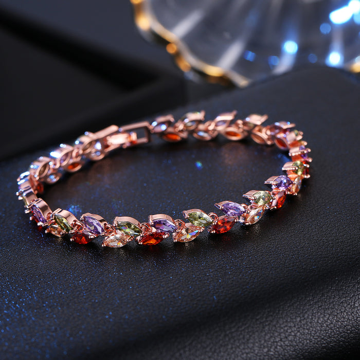 Wholesale Colorful Rainbow Colorful Zircon Rice Bracelet JDC-BT-DDD002