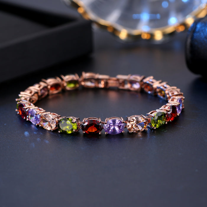 Wholesale Colorful Zircon Elegant Zircon Flash Diamond Color Bracelet Set JDC-BT-DDD001