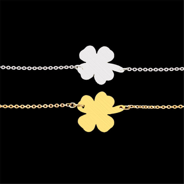 Wholesale Four Petals Three Leaf Jewelry Stainless Steel Lucky Bracelet JDC-BT-MengX002