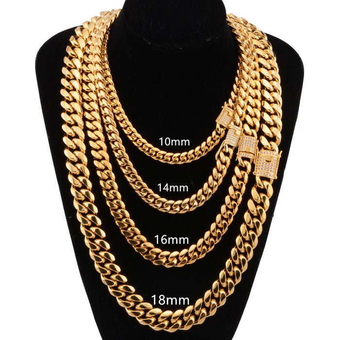 Jewelry WholesaleWholesale Golden Titanium Steel Cuban Chain Micro -pairing White Diamond Capital Necklace JDC-NE-tiangang001 Necklaces 天钢 %variant_option1% %variant_option2% %variant_option3%  Factory Price JoyasDeChina Joyas De China