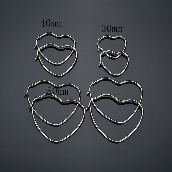 Wholesale Silver Stainless Steel Heart Earrings JDC-ES-RXSFL015