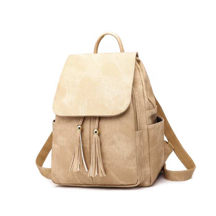 Wholesale Backpack PU Solid Color Large Capacity Tassel JDC-BP-ZLD003